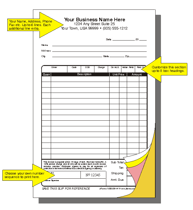 invoice 82820 five and one half inch wide by eight and one half inch high